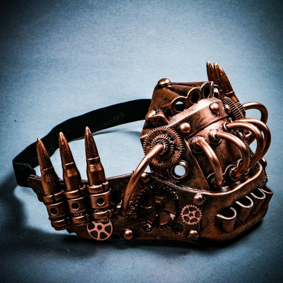 Steampunk Mouth Cover Jaw Mask Copper Robot Cosplay Party Halloween Face Mask - Picture 3 of 8